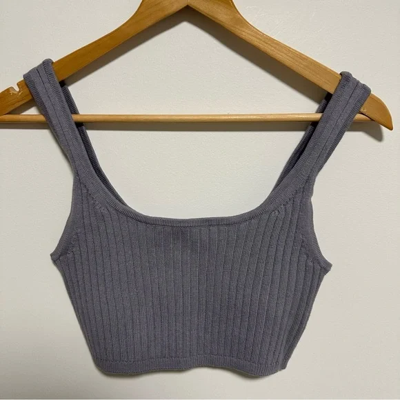 Wilfred Gray Ribbed Knit Top - Picture 1 of 5